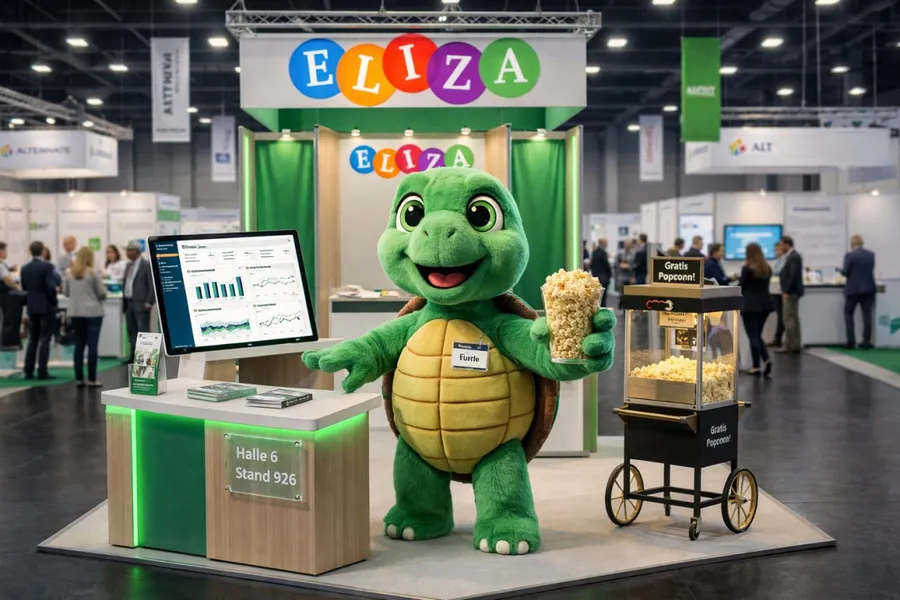Lizzy am ELIZA-Messestand an der ALTENPFLEGE 2026 in Essen