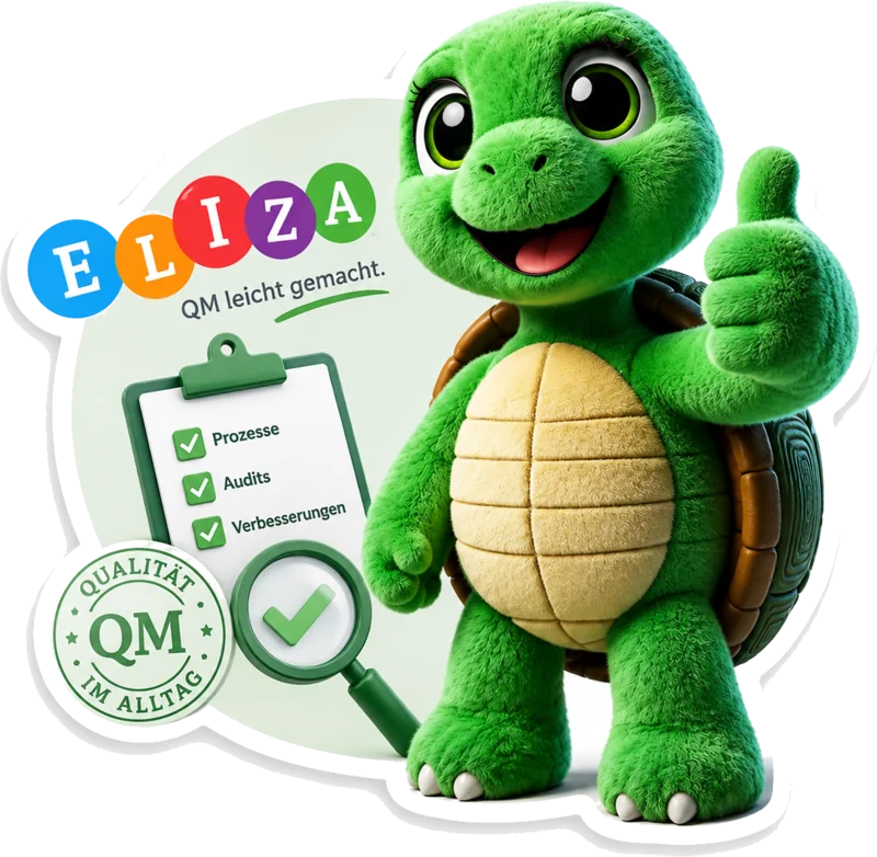 Lizzy-Sticker mit Daumen hoch: ELIZA, QM leicht gemacht